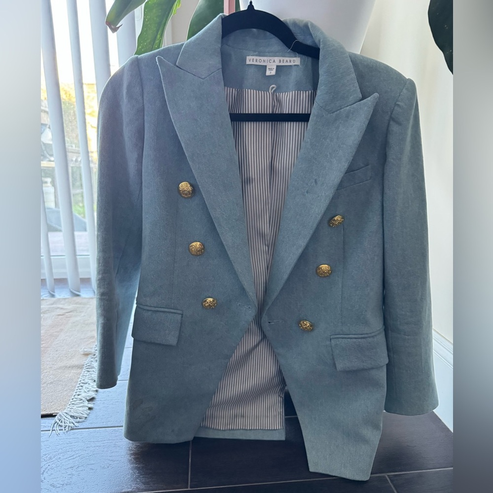 Veronica Beard Double-Breasted Blazer with Gold Buttons